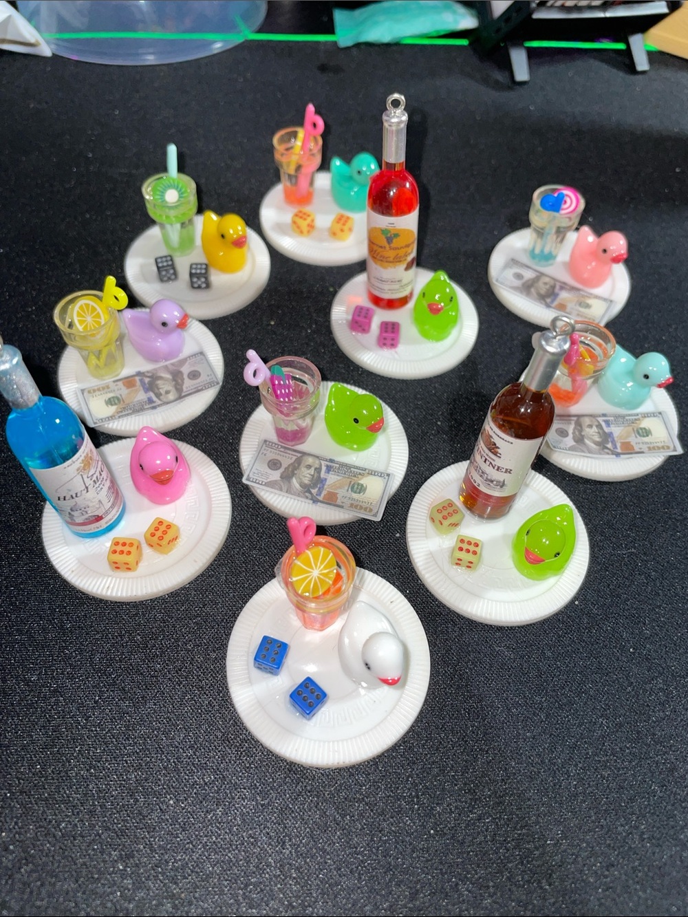 Miniature Drink & Rubber Duck Charm Set - Cruise collection, handcrafted.